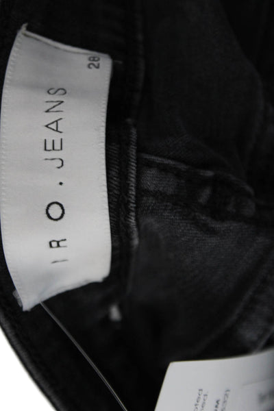 IRO Jeans Womens Cotton Snap Closure Detail Slim Leg Mid Rise Jeans Black Size 2