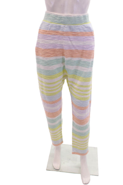 Mara Hoffman Active Womens Cotton Striped High Rise Pants Multicolor Size L