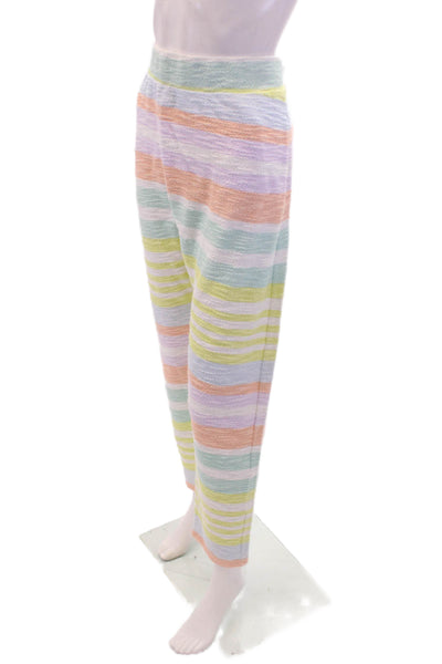 Mara Hoffman Active Womens Cotton Striped High Rise Pants Multicolor Size L