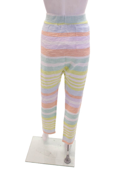 Mara Hoffman Active Womens Cotton Striped High Rise Pants Multicolor Size L