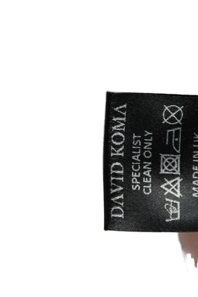 David Koma Womens Asymmetrical Fringe Detail V-Neck Midi Dress Black Size 8
