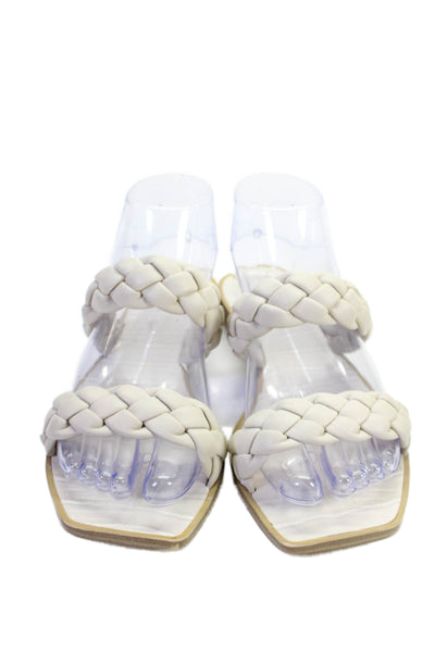 Dolce Vita Womens Leather Braided Slide On Sandals Off White Size 6.5