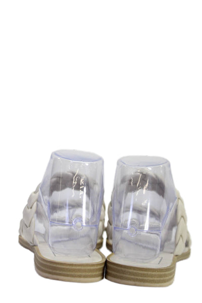 Dolce Vita Womens Leather Braided Slide On Sandals Off White Size 6.5