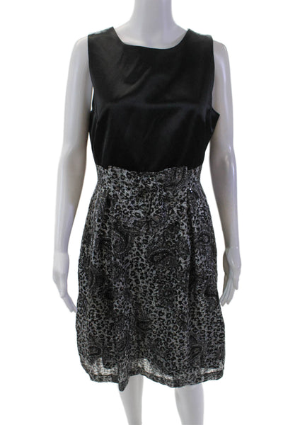 Helene Berman Women's Sleeveless Sequin Flare Animal Print Dress Black Size 8