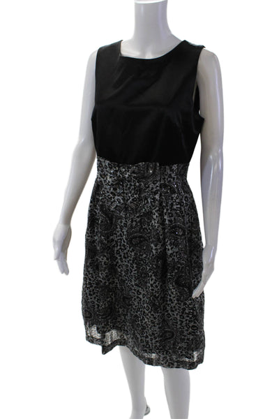 Helene Berman Women's Sleeveless Sequin Flare Animal Print Dress Black Size 8