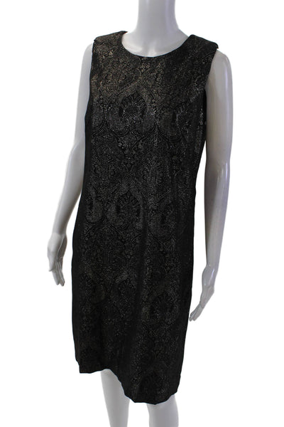 J. Mclaughlin Women's Sleeveless Sparkle Slit Hem Midi Dress Black Size 10