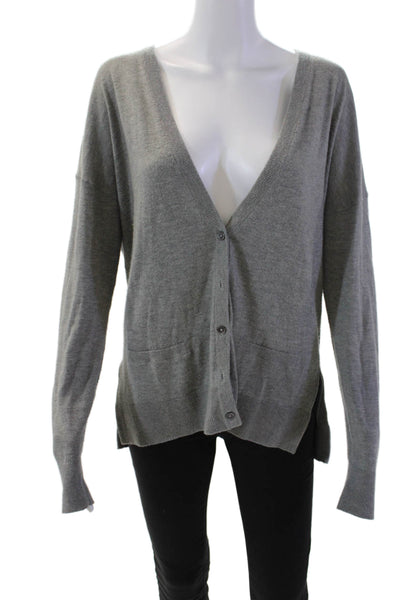 Vince Women's Long Sleeves Button Down Cardigan Sweater Gray Size M