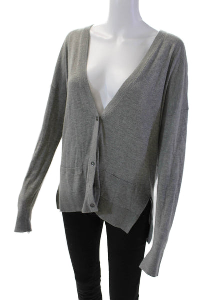 Vince Women's Long Sleeves Button Down Cardigan Sweater Gray Size M