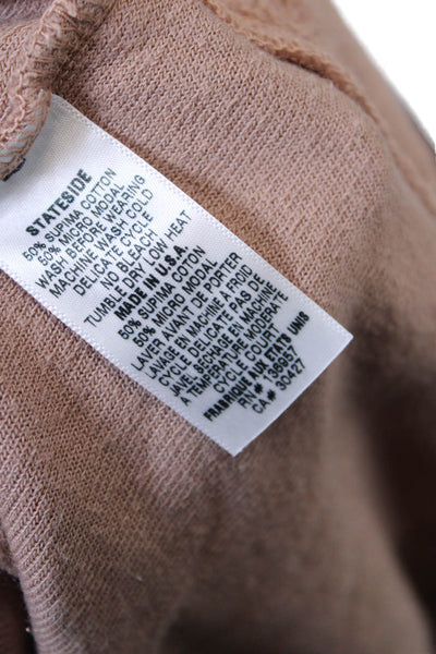 Stateside Womens Long Sleeve V Neck Boxy Sweatshirt Brown Cotton Size Large