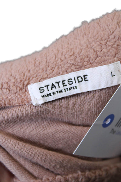 Stateside Womens Long Sleeve V Neck Boxy Sweatshirt Brown Cotton Size Large