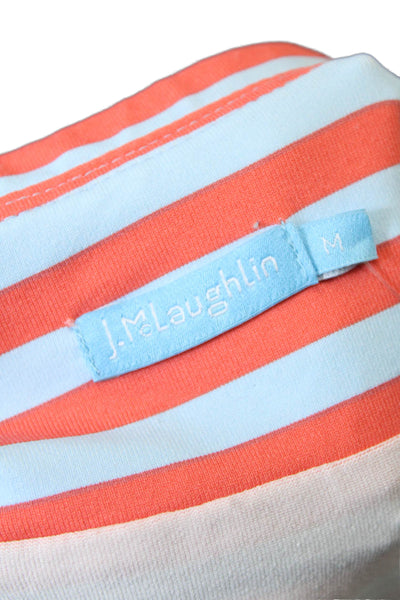 J. Mclaughlin Womens Nicola Layered Bangle Striped Skirt Coral Blue Size Medium
