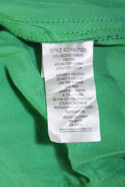 Corey Lynn Calter Womens Satin High Rise Wide Leg Pants Green Size L