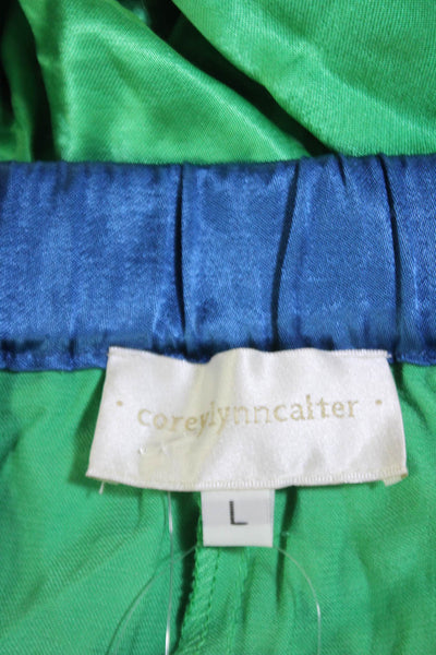 Corey Lynn Calter Womens Satin High Rise Wide Leg Pants Green Size L