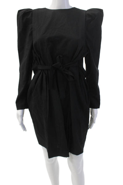 Lee Anderson Womens Long Sleeve Casual Buttoned Mini Dress Black Size M