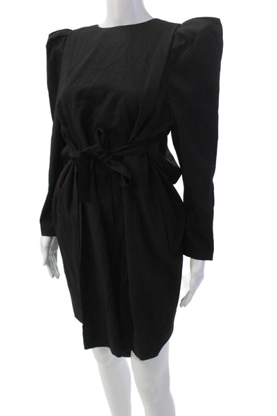 Lee Anderson Womens Long Sleeve Casual Buttoned Mini Dress Black Size M