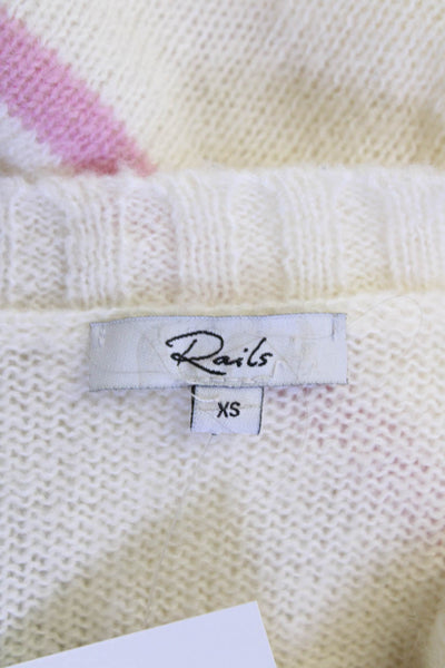 Rails Womens Wool Blend Stripe Printed Long Sleeve Sweater Beige Size XS