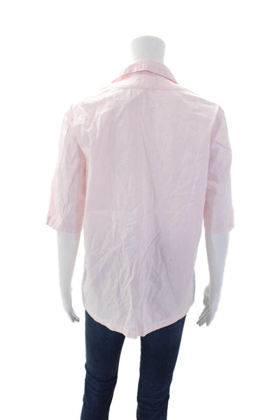 Kule By Nikki Kule Womens Cotton Short Sleeve Collared Blouse Pink Size L