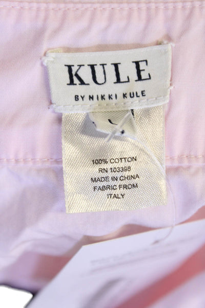 Kule By Nikki Kule Womens Cotton Short Sleeve Collared Blouse Pink Size L