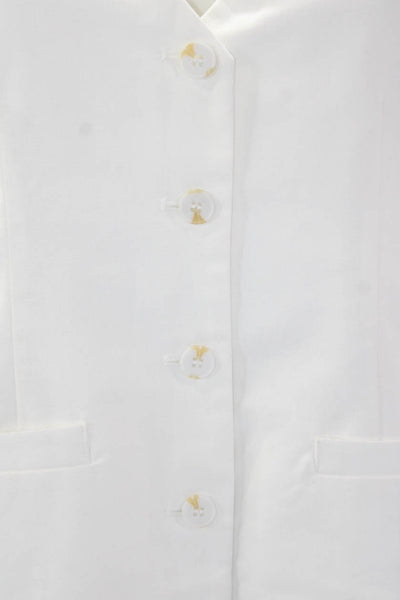 OPT Womens Button V-Neck Solid Sleeveless Double Pocket Mini Dress White Size S
