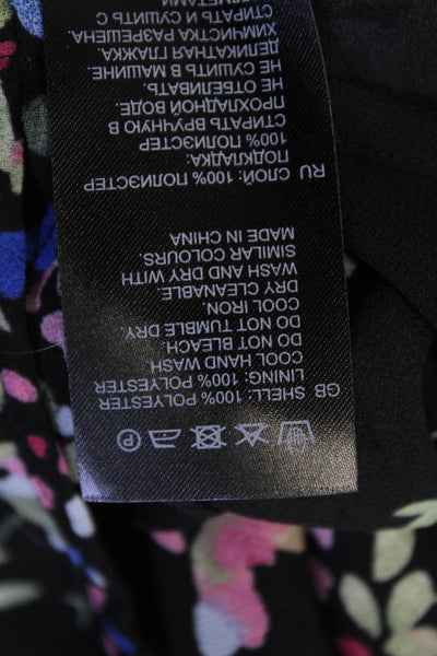 Reiss Womens Floral Print Long Sleeve Round Neck Blouse Black Size 4