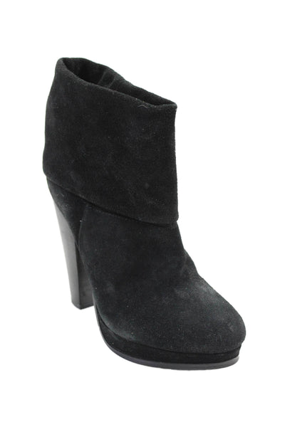 Ash Womens Suede Block Heel Platform Foldover Ankle Boots Black Size 6