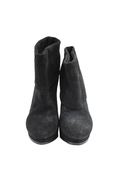 Ash Womens Suede Block Heel Platform Foldover Ankle Boots Black Size 6