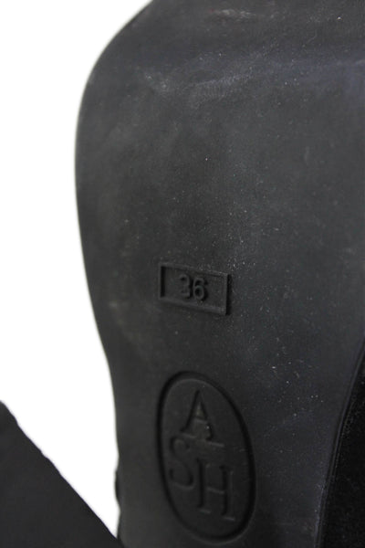 Ash Womens Suede Block Heel Platform Foldover Ankle Boots Black Size 6