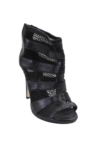 DV Dolce Vita Womens Leather Peep Toe Caged Stiletto Heels Black Size 7