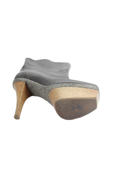 Marni Womens Platform Leather Peep Toe Stiletto Boots Gray Size 6