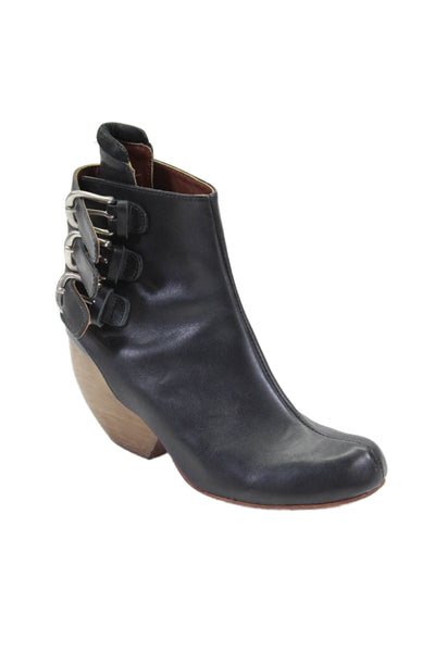 Rachel Comey Womens Leather Buckle Ankle Booties Black Size 6