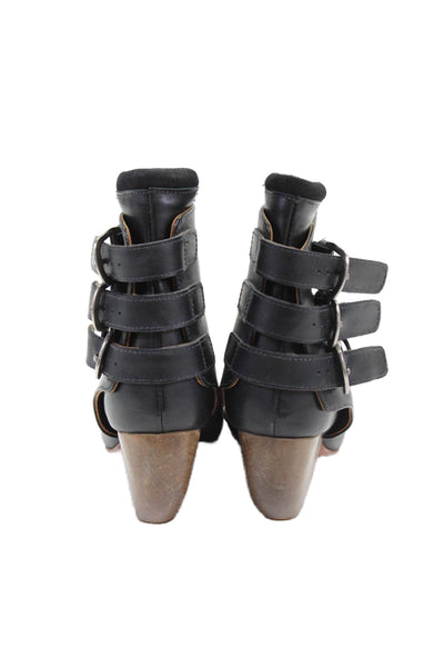 Rachel Comey Womens Leather Buckle Ankle Booties Black Size 6
