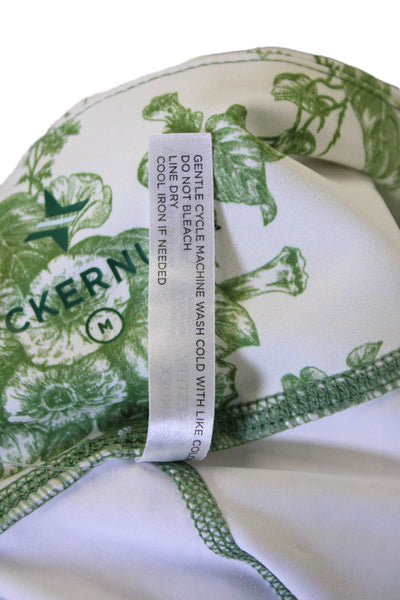 Tuckernuck Womens Activewear Floral Print Stretch Biker Shorts Green Size M