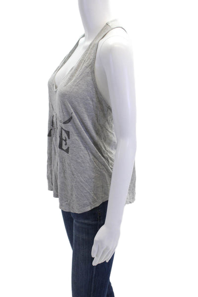Haute Hippie Womens Graphic Sleeveless V Neck Tank Top Gray Size Medium