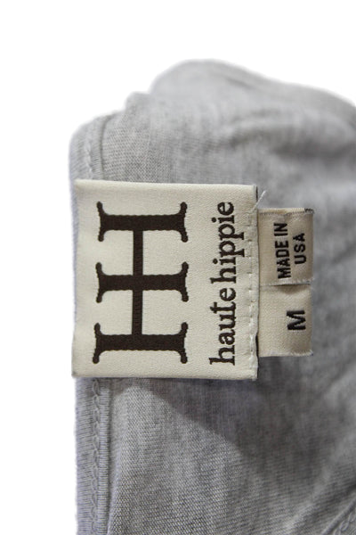 Haute Hippie Womens Graphic Sleeveless V Neck Tank Top Gray Size Medium