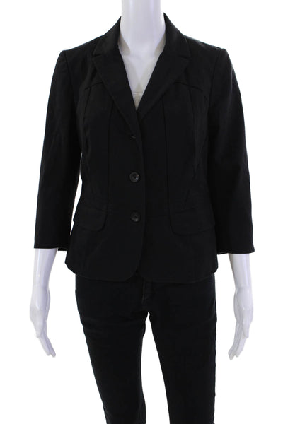 Piazza Sempione Women's Long Sleeves Lined Button Up Jacket Black Size S