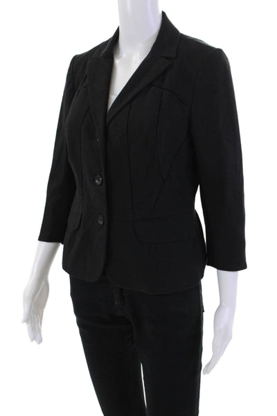 Piazza Sempione Women's Long Sleeves Lined Button Up Jacket Black Size S