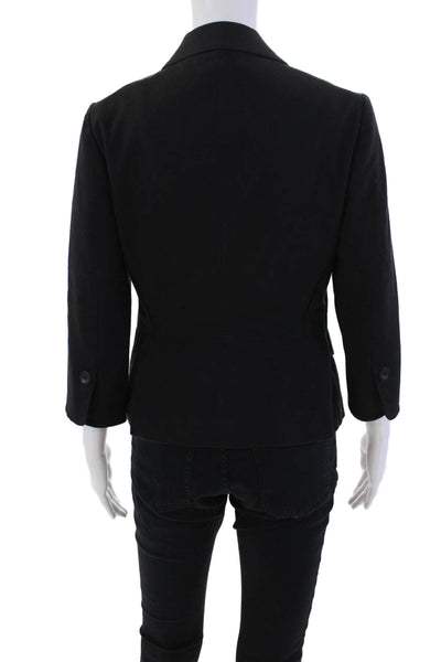 Piazza Sempione Women's Long Sleeves Lined Button Up Jacket Black Size S