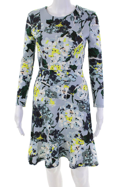 Erdem Women's Round Neck Long Sleeves Tiered Mini Dress Floral Size 4