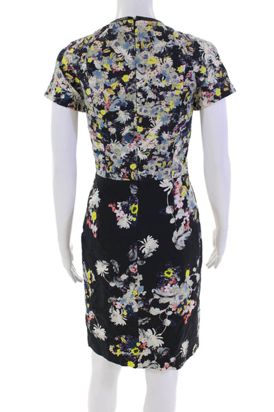 Erdem Women's Short Sleeves Round  Neck Fitted Mini Dress Floral Size 4