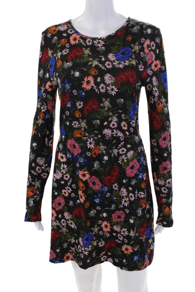 Erdem Long Sleeves Round Neck Fit Flare Mini Dress Floral Size S