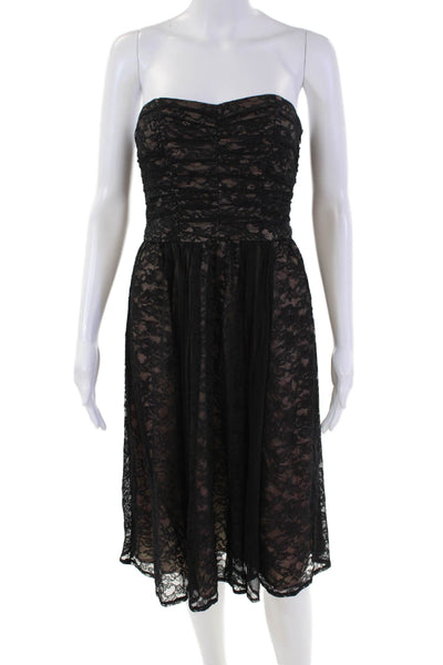Nanette Lepore Women Strapless Sweetheart Lace Dress Black Size 4