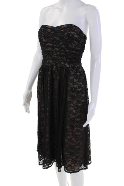 Nanette Lepore Women Strapless Sweetheart Lace Dress Black Size 4