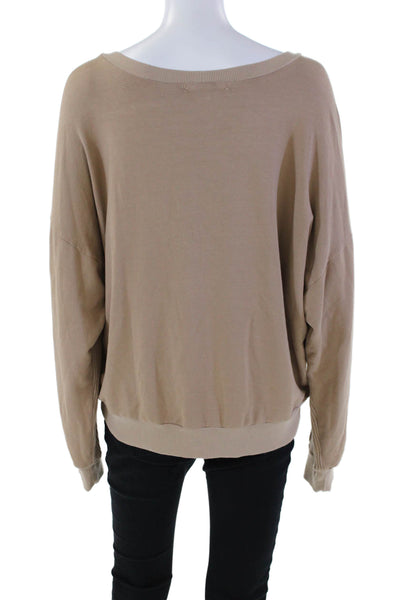 Red Haute Womens Waffle Knit Drop Shoulder Long Sleeve Sweater Brown Size L