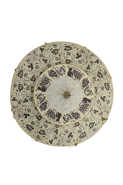 Fortuny Scheherazade Silk Floral Printed Two Tier Hanging Lampshade Beige 33in x