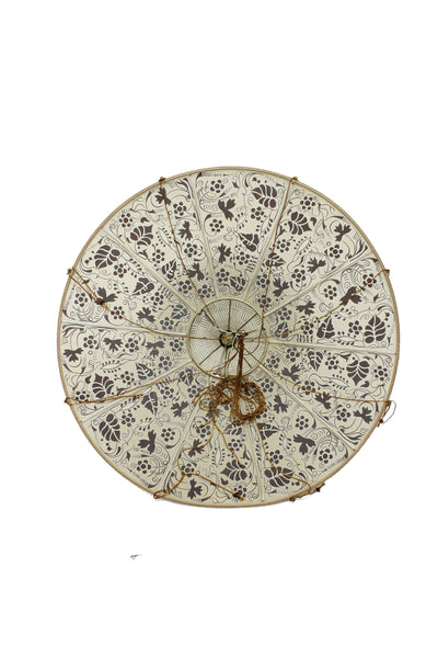 Fortuny Scheherazade Silk Floral Printed Two Tier Hanging Lampshade Beige 33in x