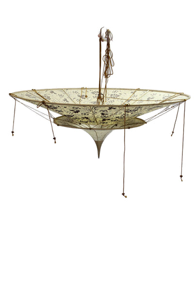 Fortuny Scheherazade Silk Floral Printed Two Tier Hanging Lampshade Beige 33in x