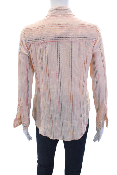 Chaser Womens Cotton Collared Long Sleeve Button Up Blouse Top Peacg Size S