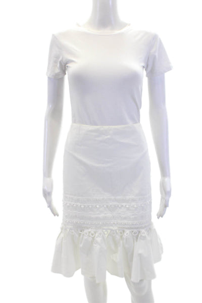 Jonathan Simkhai Womens Cotton Zippered Knee Length Skirt White Size 10