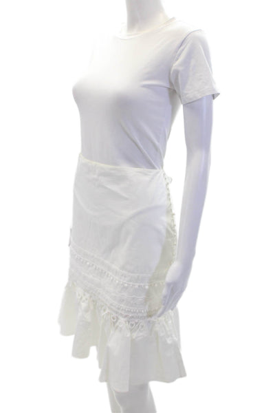 Jonathan Simkhai Womens Cotton Zippered Knee Length Skirt White Size 10