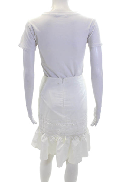 Jonathan Simkhai Womens Cotton Zippered Knee Length Skirt White Size 10